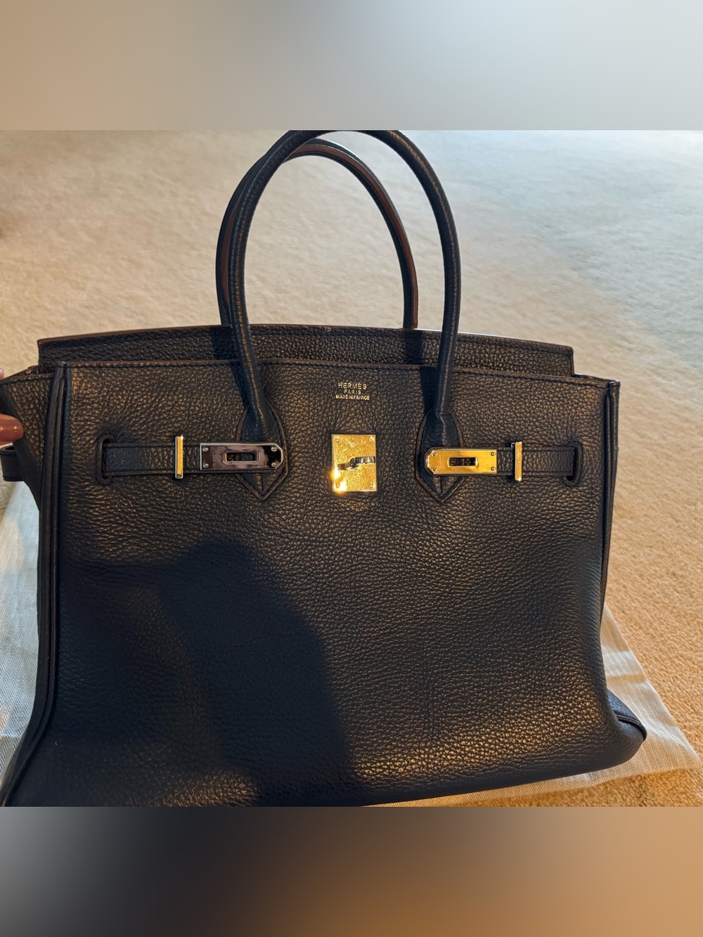 Hermes Navy Blue Togo Leather Birkin-Style Satchel with silverPalladium Hardware